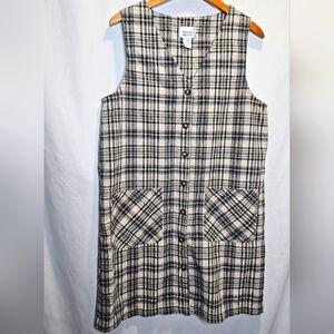 Vintage 90s Linen/cotton Plaid Maxi Dress